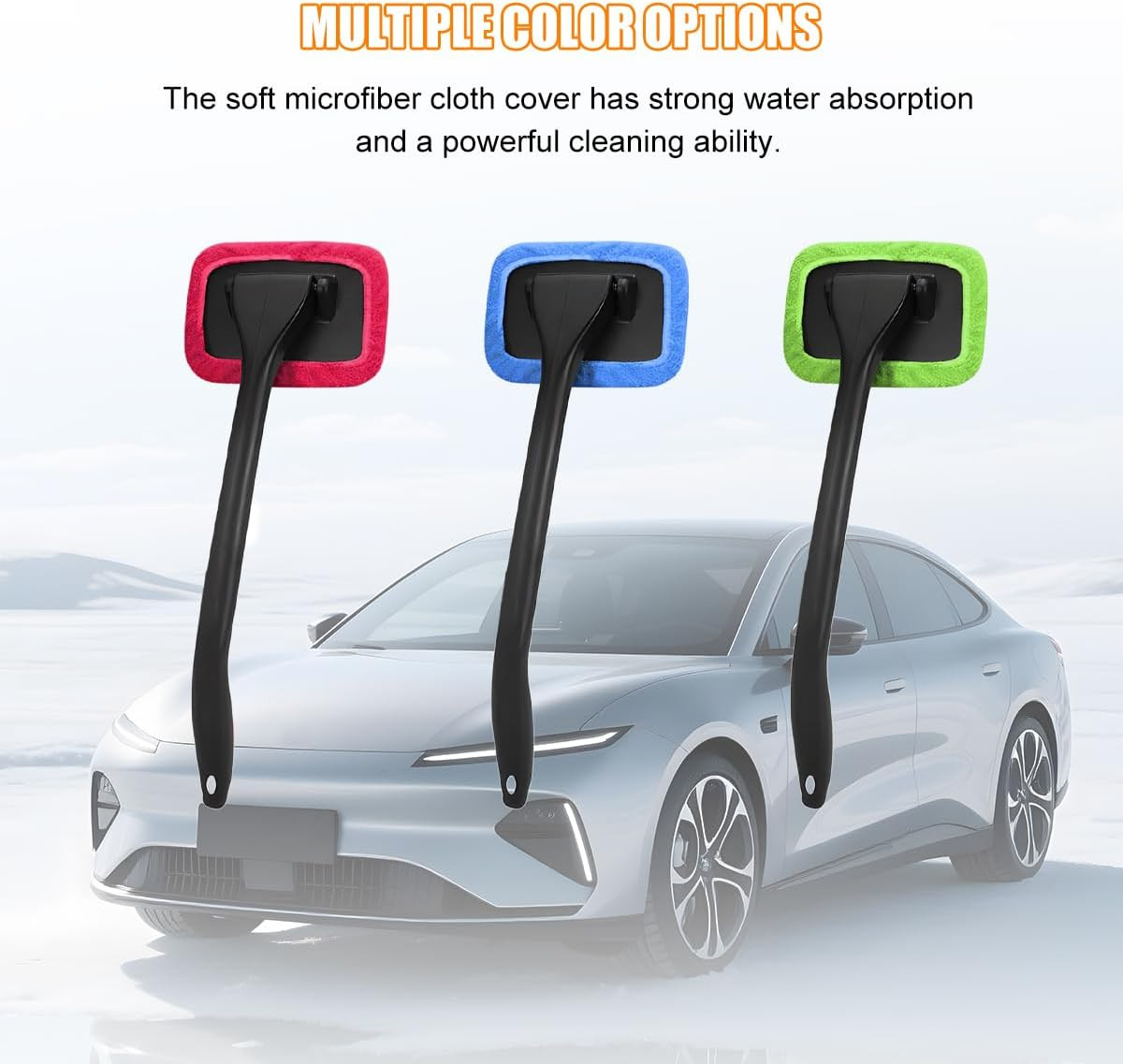Car Windshield Cleaning Tool, Microfiber Vehicle Window Cleaner with 5 Washable