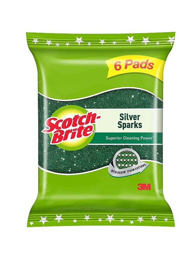 Scotch-Brite Silver Sparks Scrub Pad 2.75×4 (Pack of 6)