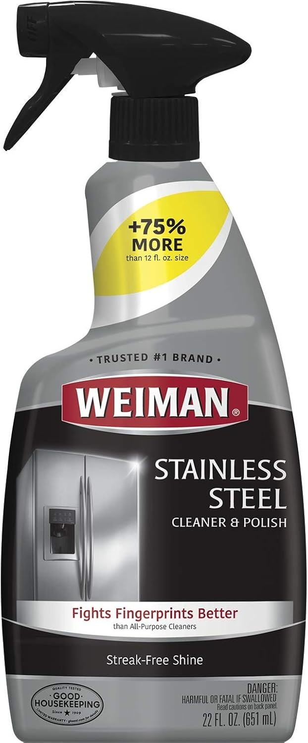 Weiman Stainless Steel Cleaner and Polish – Streak-Free Shine for Refrigerators,