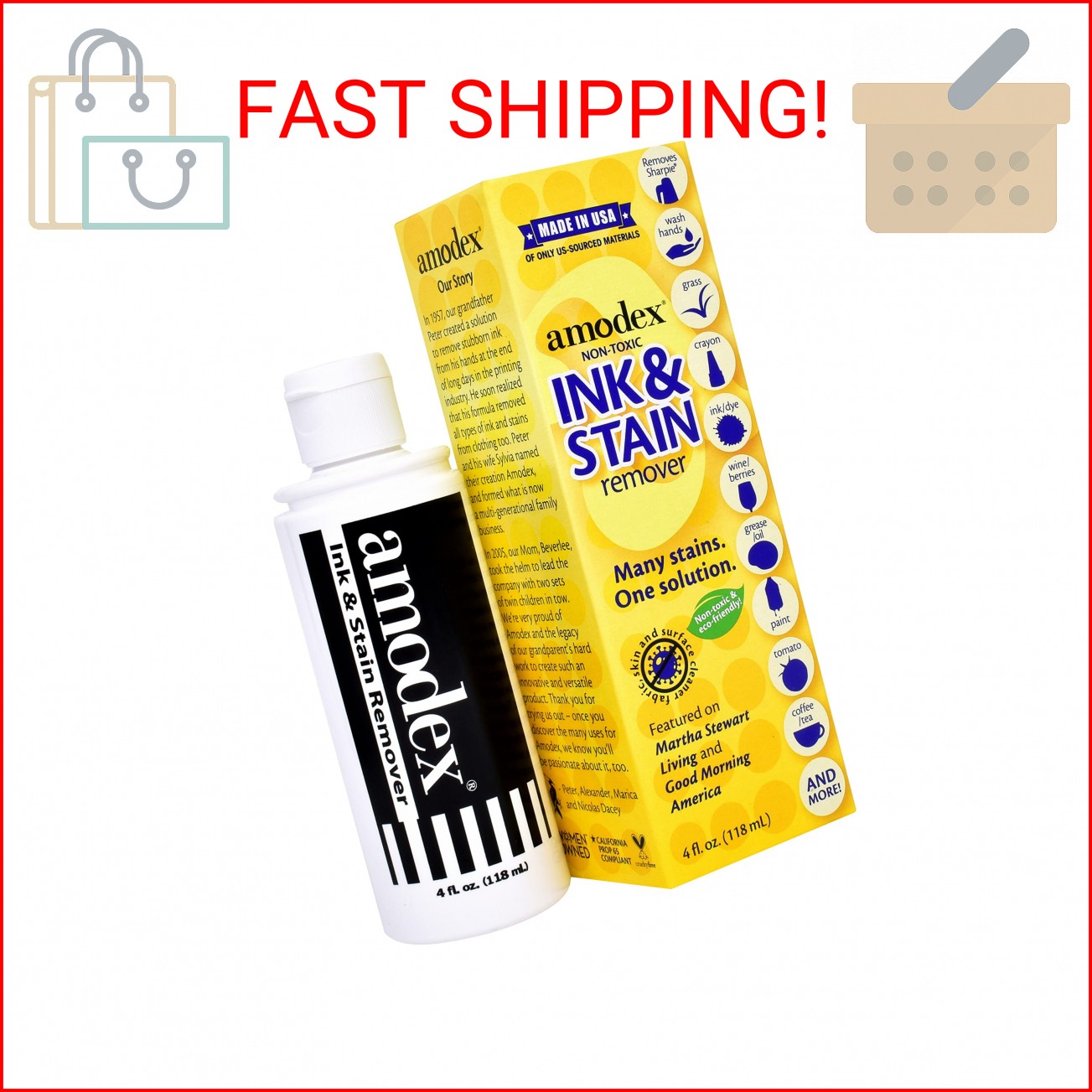 Amodex Products Inc 104 Liquid Ink & Stain Remover 4oz, Fresh and Clean
