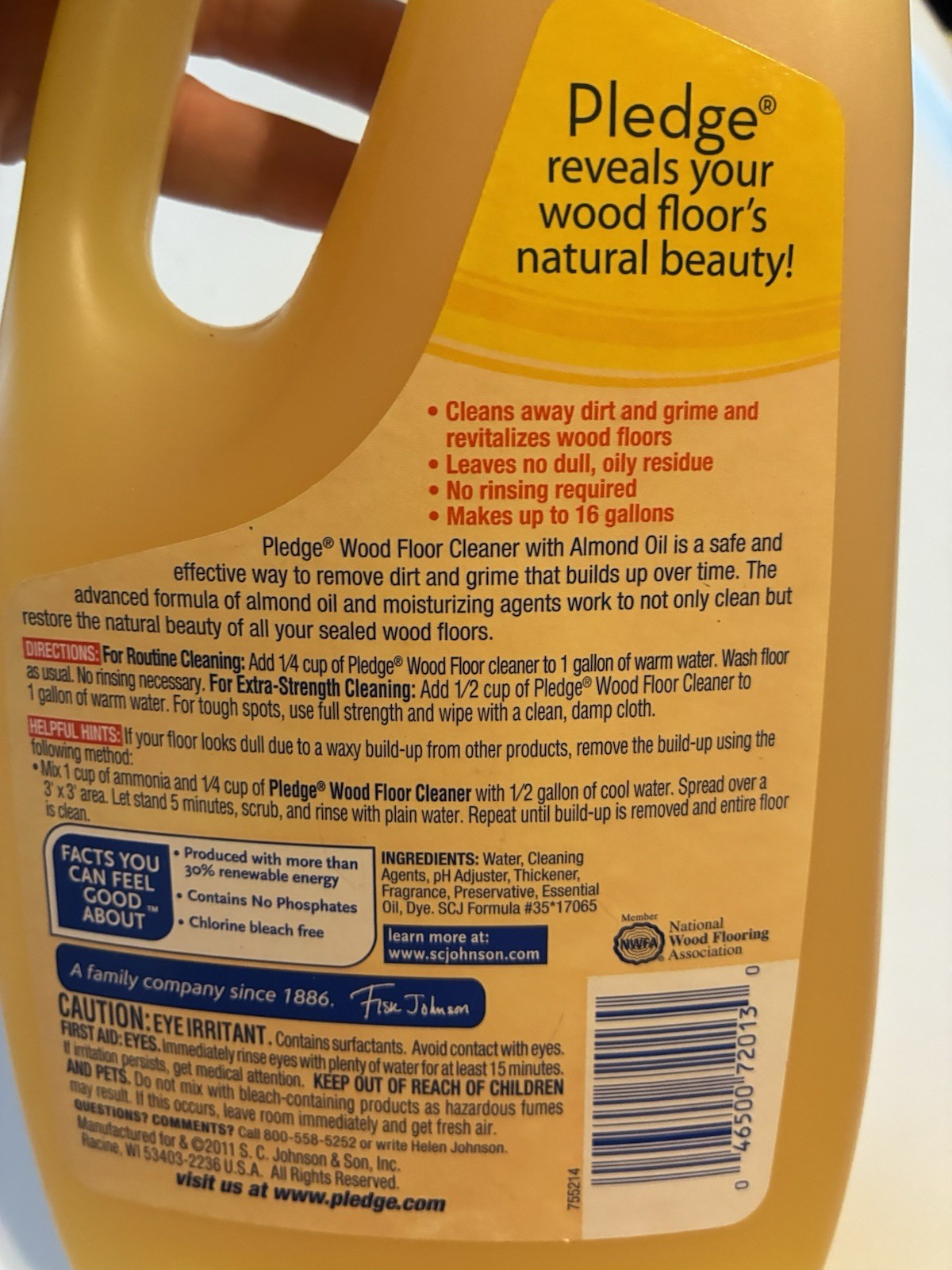 Pledge Floor Care Clean & Restore Wood Cleaner W/ Almond Oil Concentrated DISC