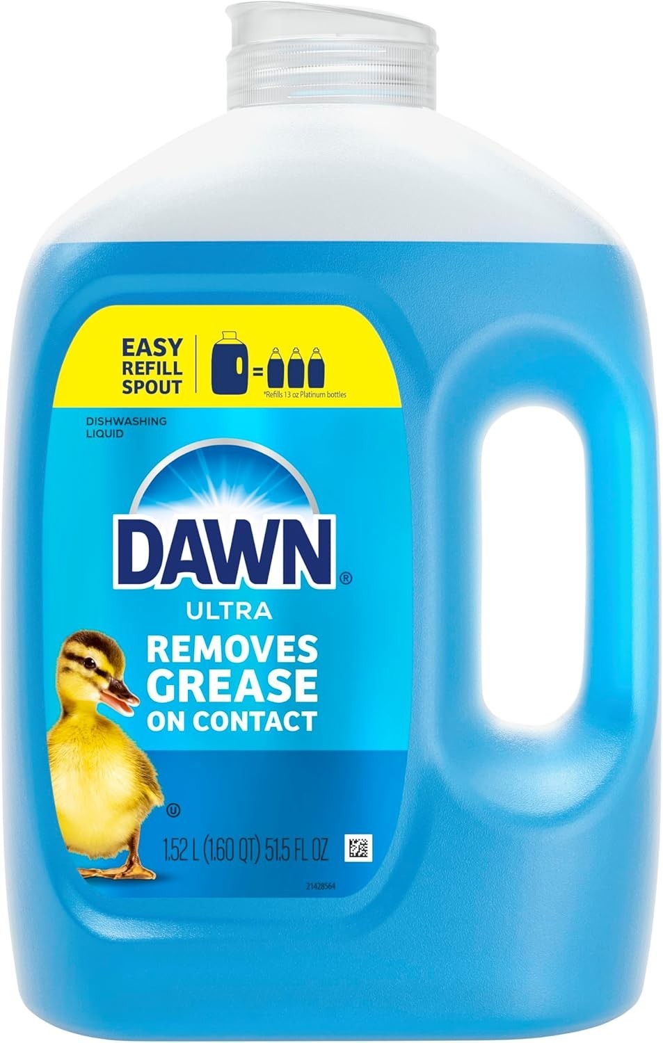 Dawn Ultra Original Dish Soap Refill Jug, Large Size Blue Liquid Dishwashing Det