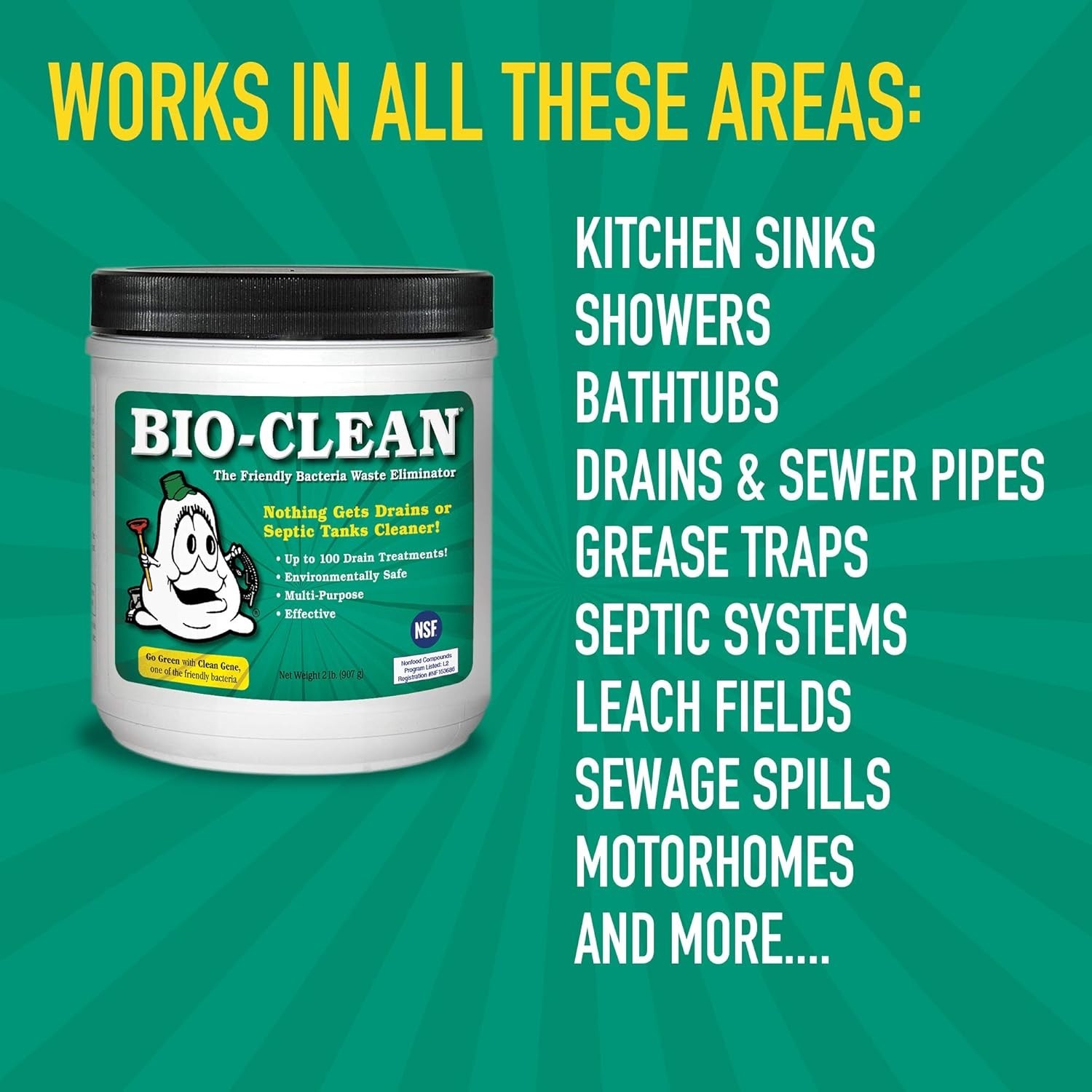 New Drain Septic 2lb Natural Cleaner for Septic Tanks & Grease Traps