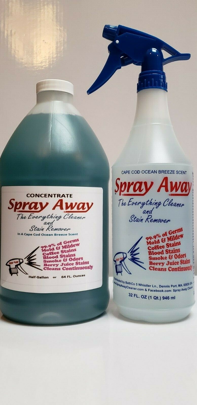 Spray Away Cleaner & Stain Remover Concentrate 64oz Jug: Cape Ocean Breeze Scent