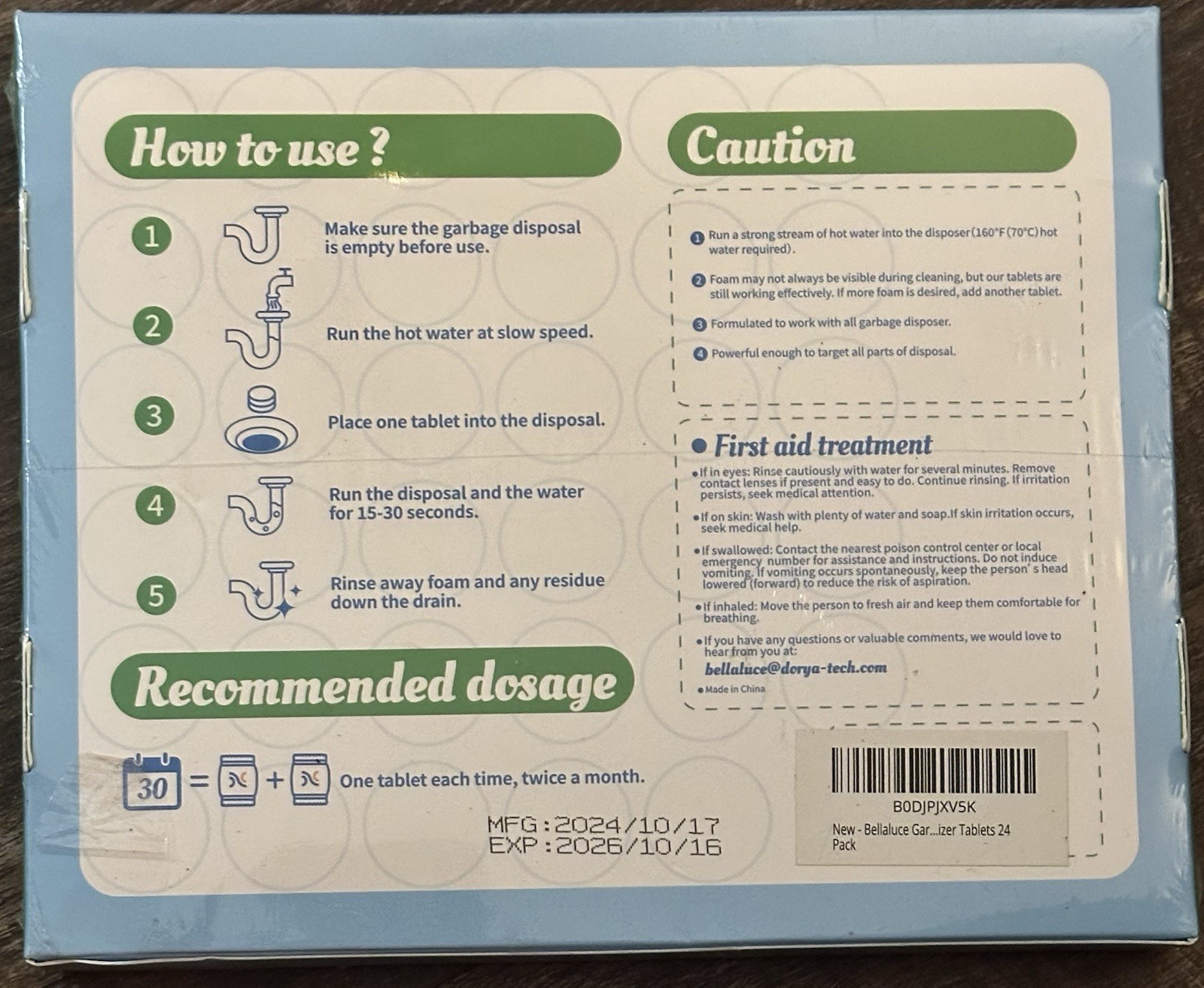 Garbage Disposal Cleaner Deodorizer Tablets-24 Pack A10