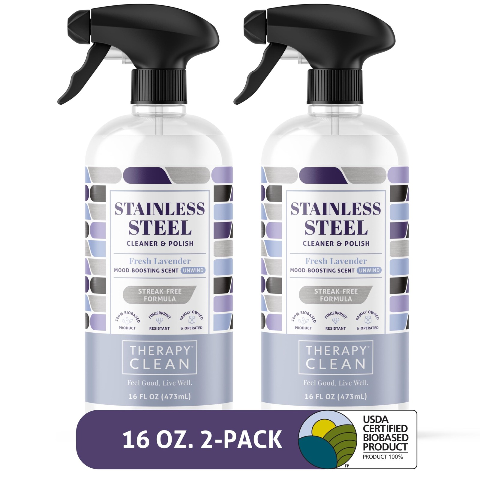 Therapy Stainless Steel Cleaner and Polish 100% USDA 16 Fl Oz (Pack of 2)