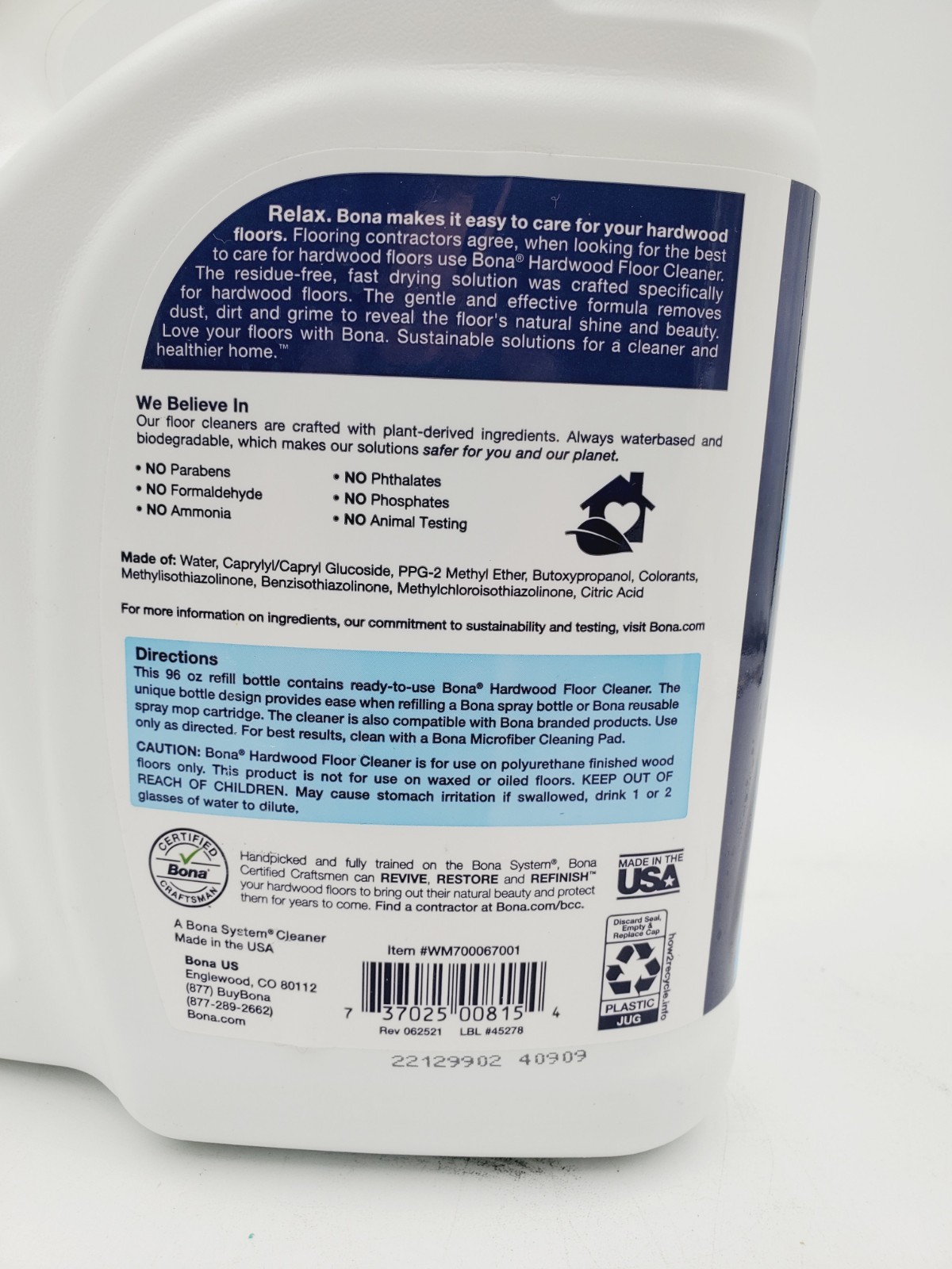 Bona Hardwood Floor Cleaner 96 oz 70% Full Ready To Use Refill