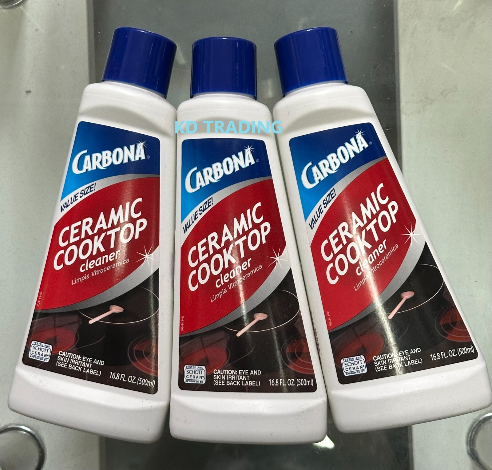 (3-Pack) CARBONA Glass Ceramic Cook Top CLEANER & POLISH Protect Shine