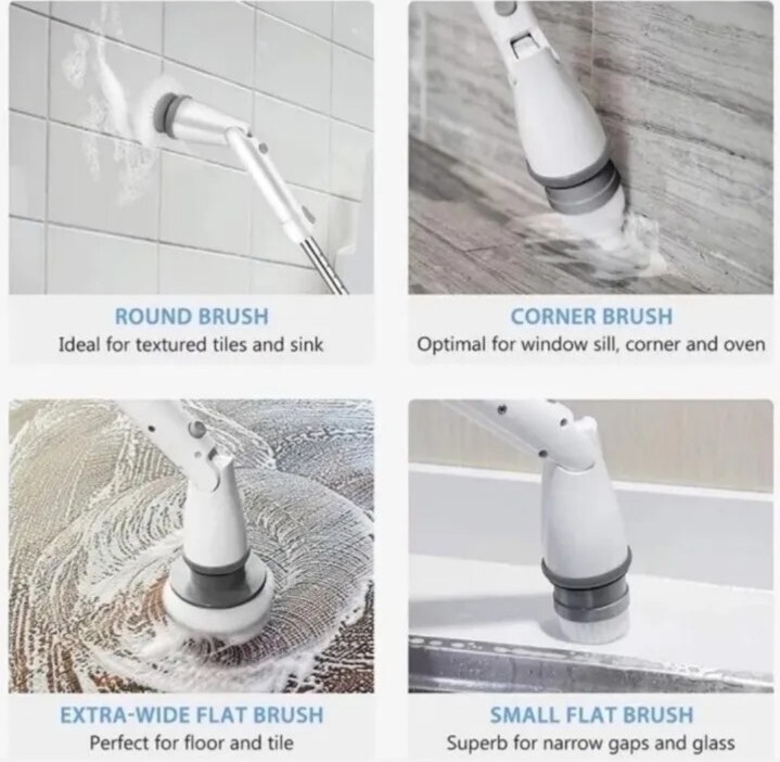 Electric Scrubtastic Rechargeable Cordless Spin Scrubber 4 Head Car Cleaning Mop