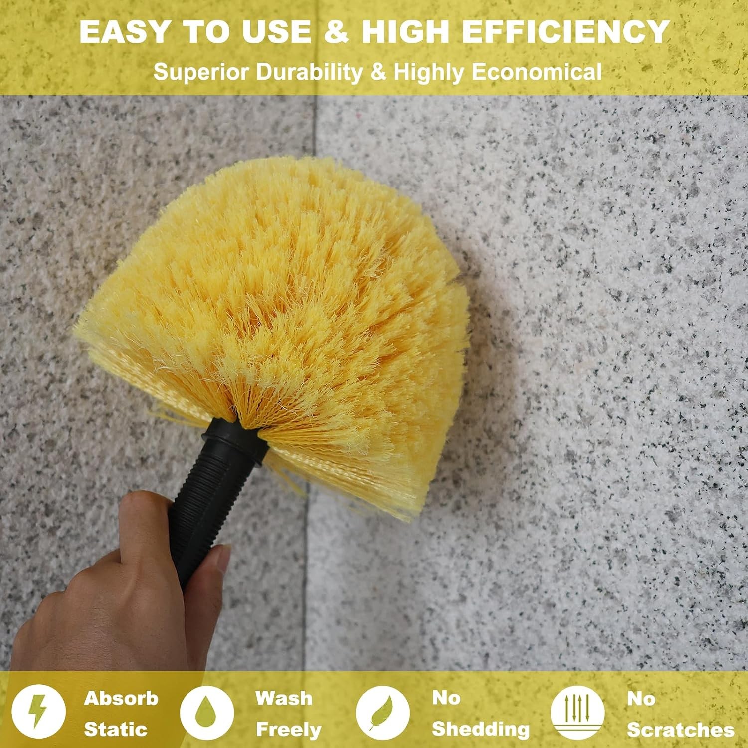 Yellow Twist-On Cobweb Duster Head Brush – Efficient Indoor & Outdoor Spider
