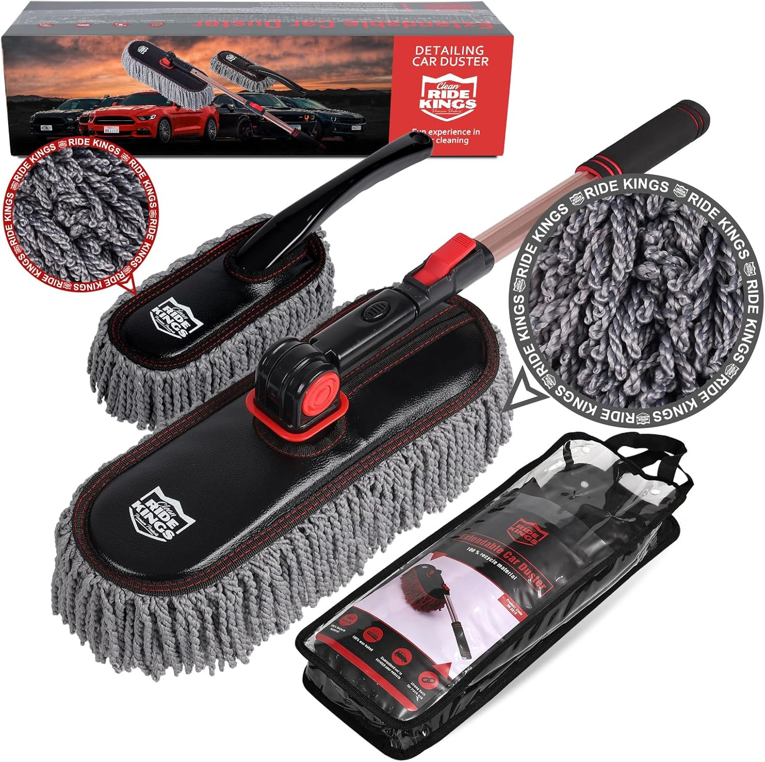 Car Duster Exterior with Extendable Handle, Scratch Free Auto Wash Brush Mop, In