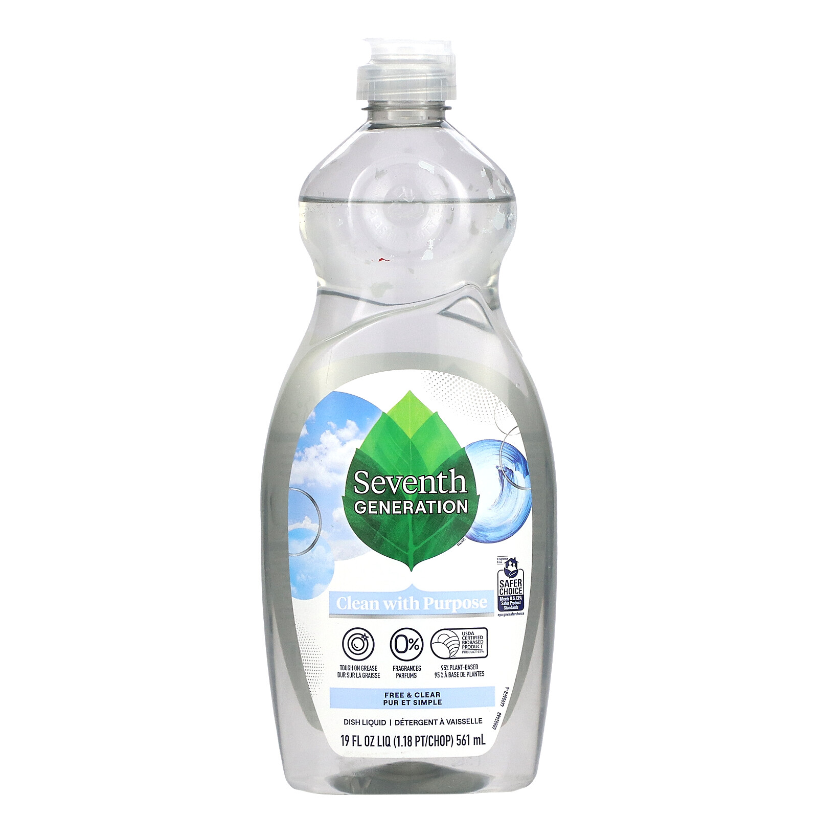 Dish Liquid, Free & Clear, 19 fl oz (561 ml)