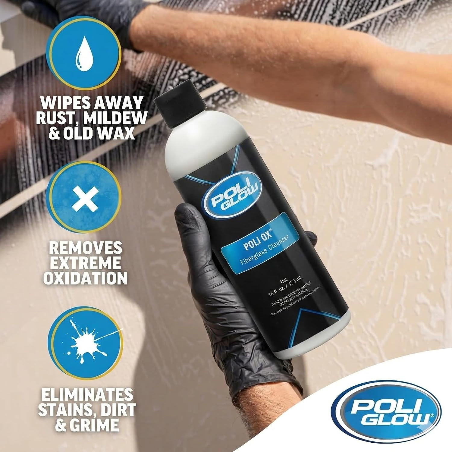 Poli Ox Oxidation Removal Kit for Boats, Rvs, or Fiberglass Surfaces–Removes