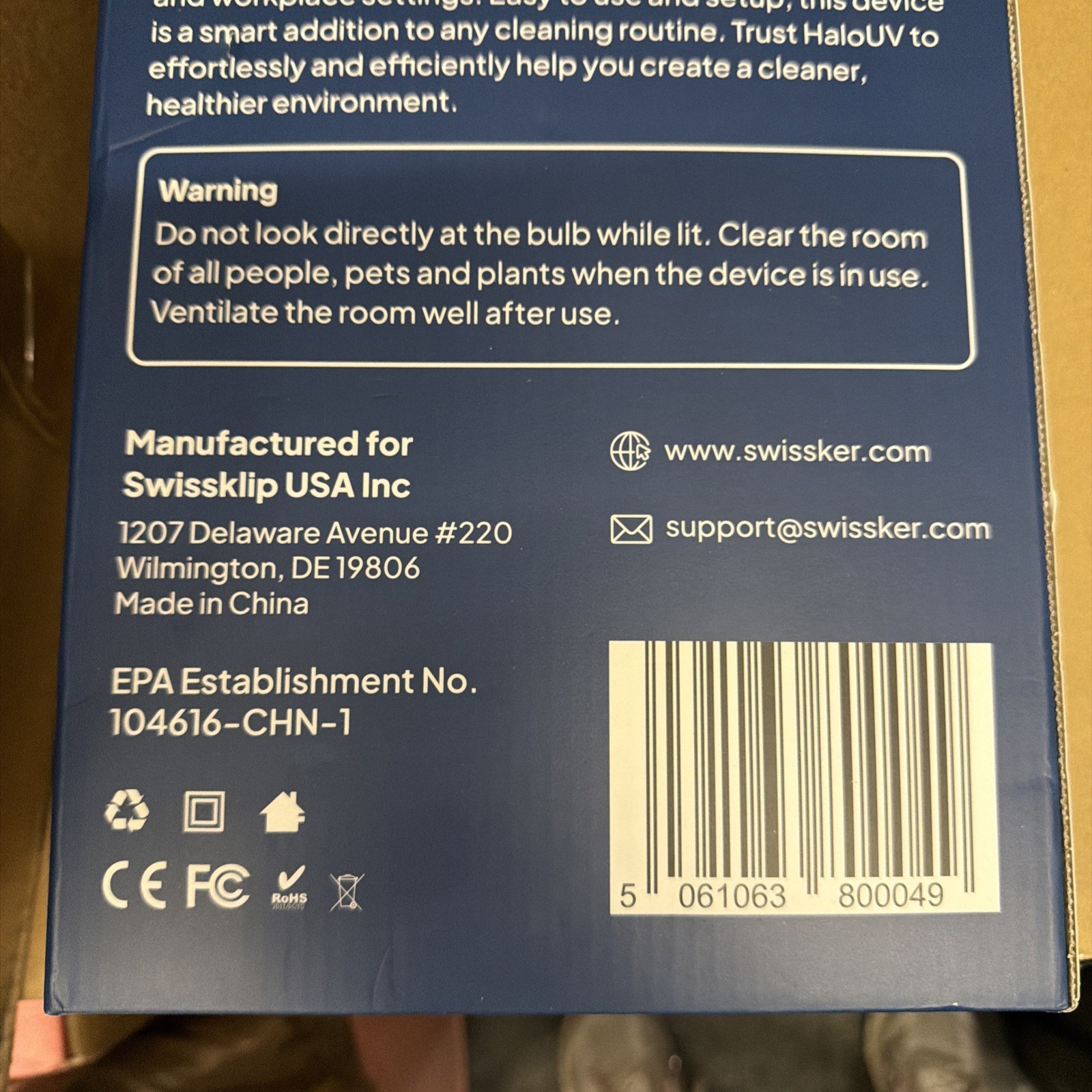 Swissker Halo-UV by Swissklip, HaloClean UV Original, Home Disinfection Device