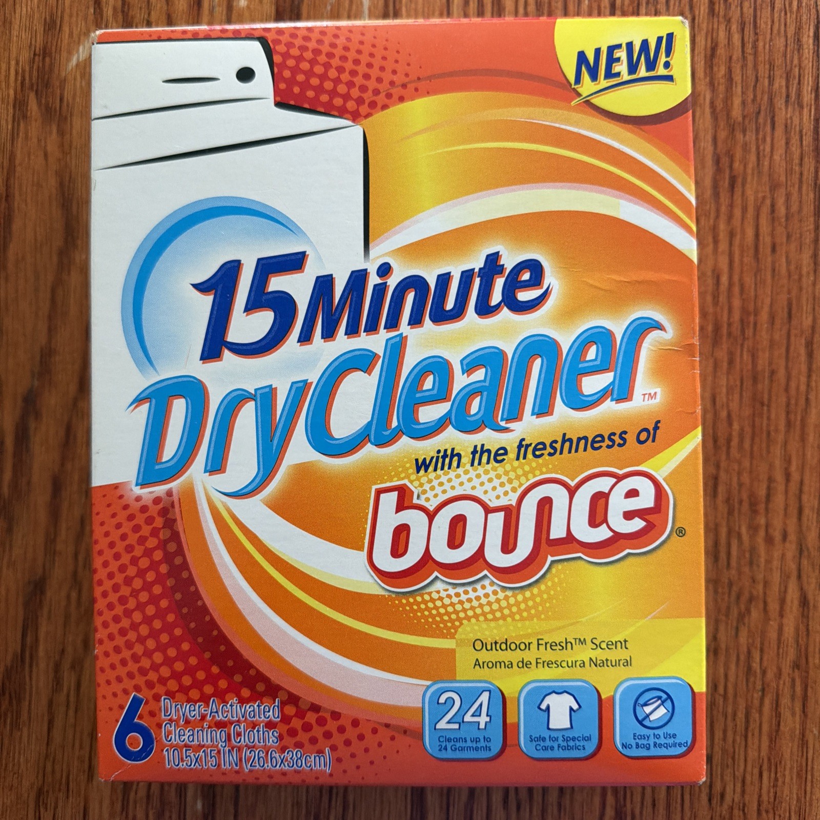 15 MINUTE DRYCLEANER W/ BOUNCE FRESHNESS – 6 CLEANING CLOTHS; UP TO 24 GARMENTS