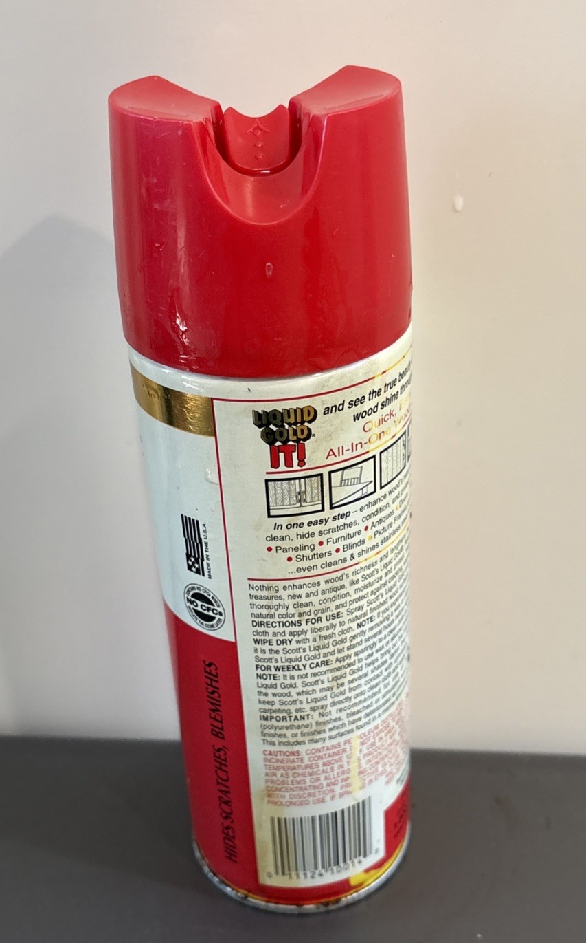 Scott’s Liquid Gold Aerosol Wood Cleaner 12oz 340g Red Top 90% full discontinue