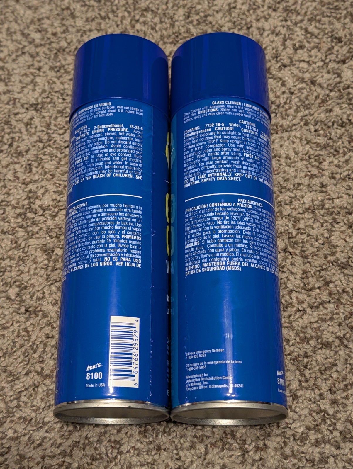 NAPA Glass Cleaner Aerosol With Ammonia Streak Free 18 oz 2-Pack MPN 8100