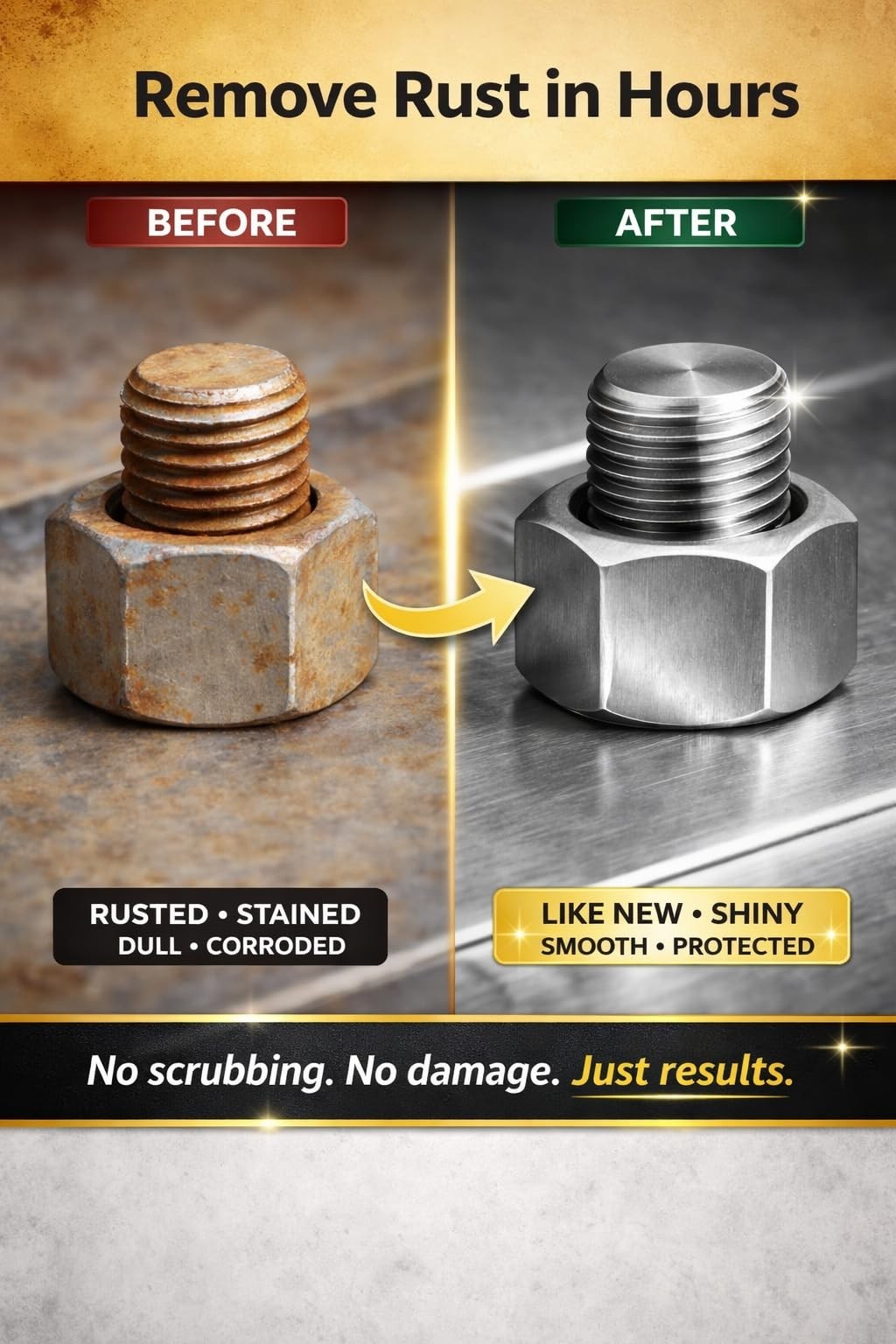 Industrial Heavy-Duty Rust Stain Remover Gel for Metal & Stainless Steel – No Sc