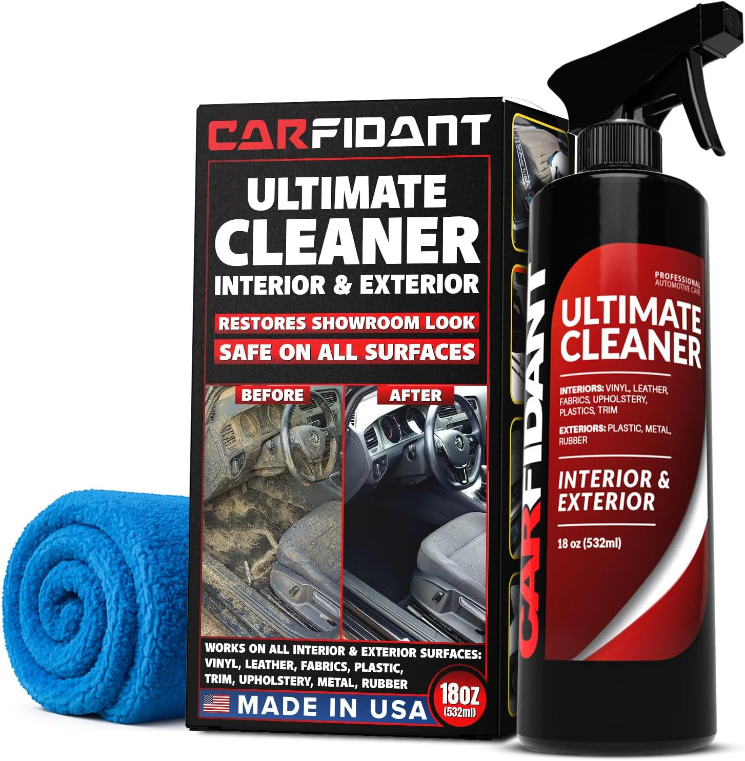 Car Interior Cleaner – Deep Clean Upholstery and Leather Car Seats – Safe All-In