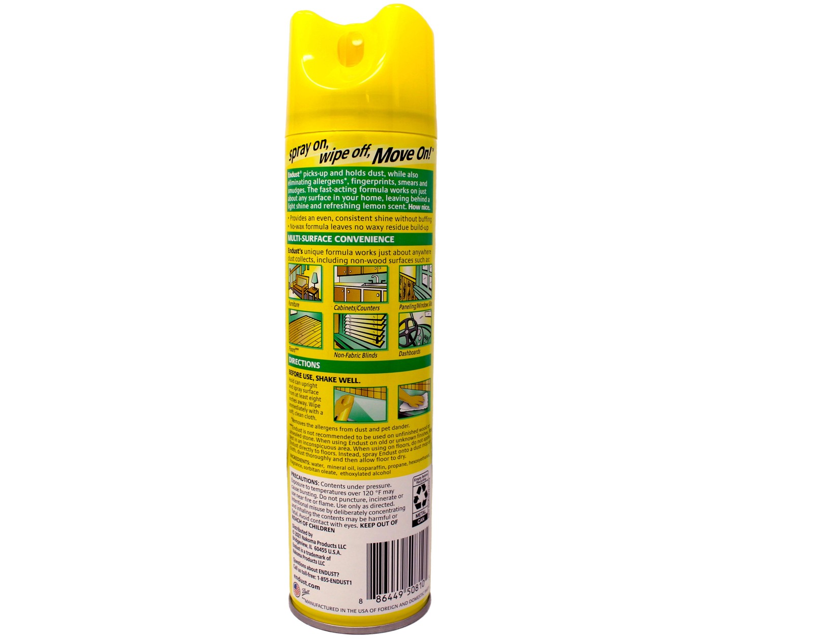 Endust Multi-Surface Dusting & Cleaning Spray, Lemon Zest 12.50 oz (Pack of 4)