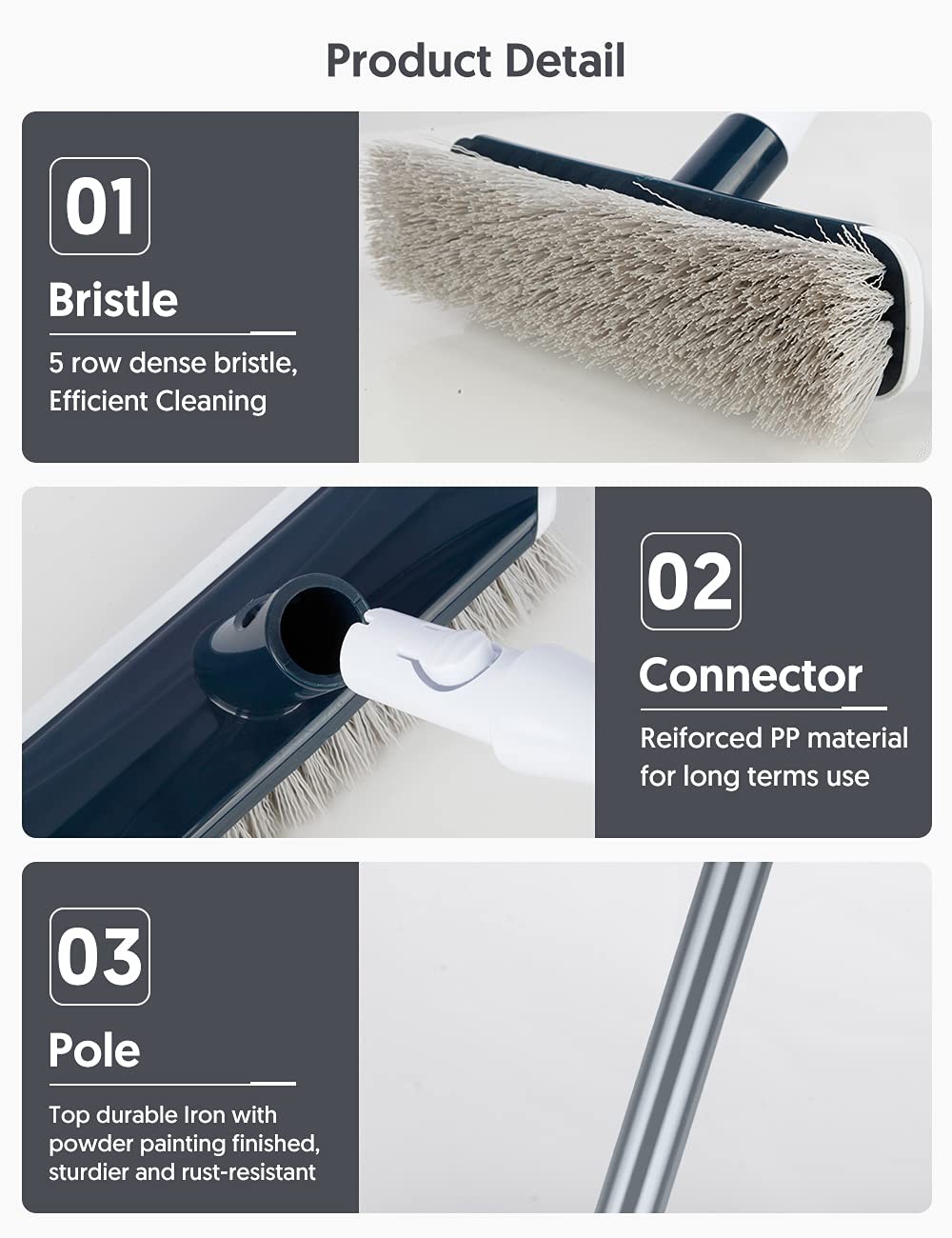 Floor Scrubber with Long Handle, 2 in 1 Scrubbing Brush Stiff Bristle Shower …