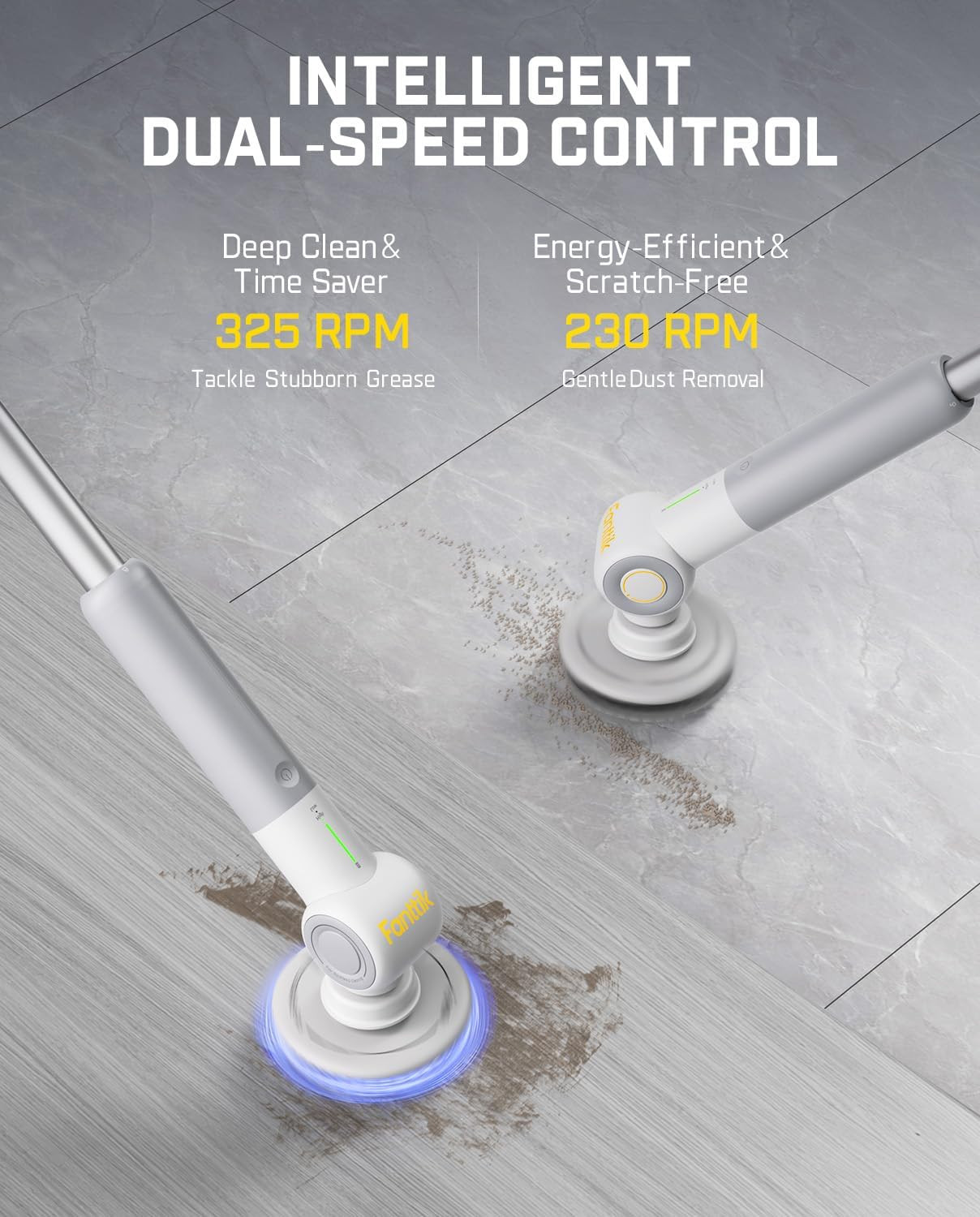 Flip G9 Pro Electric Scrubber, Voltipulse Motor, Dual-Speed Cleaner with 6 Brush