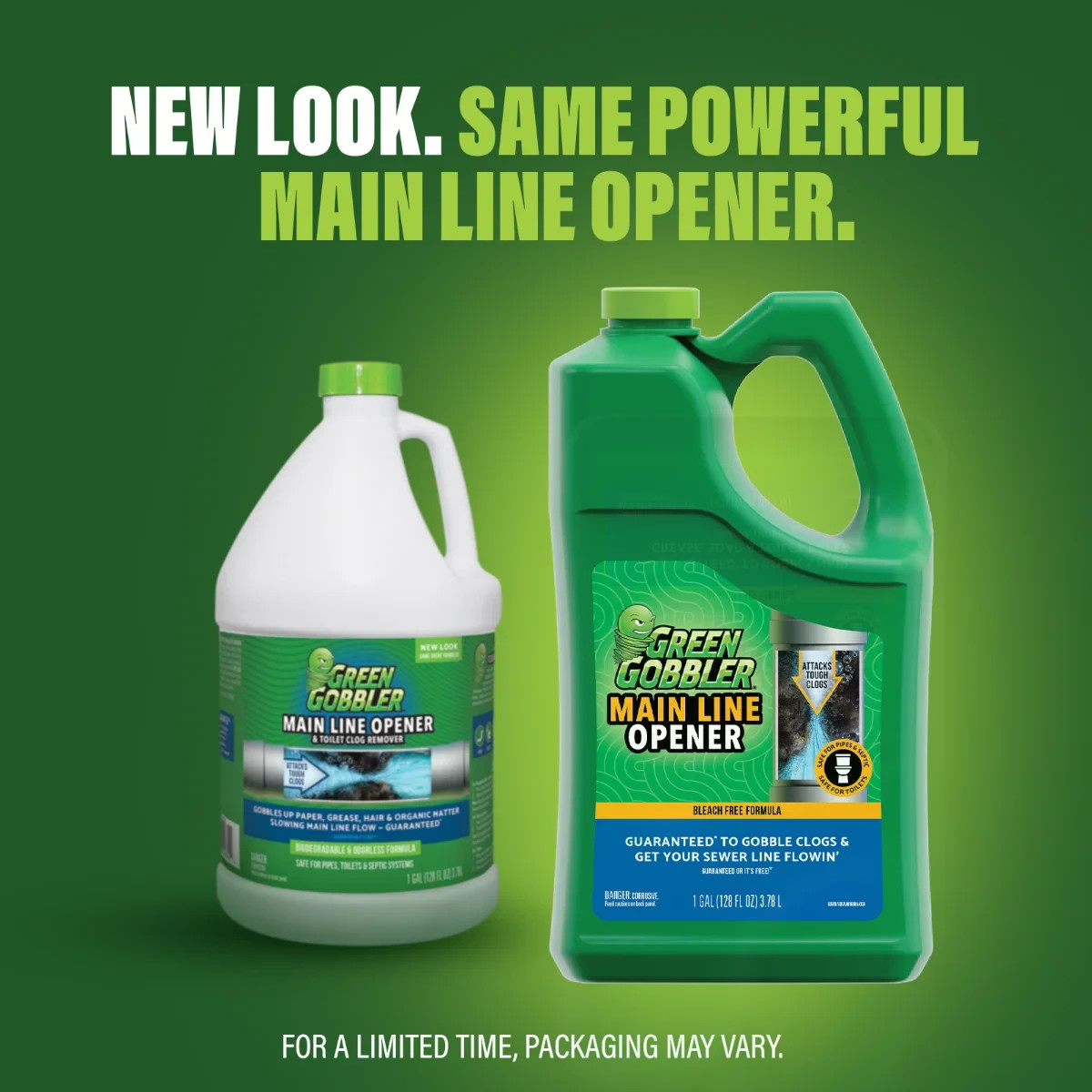 GREEN GOBBLER 1 Gal Drain Cleaner Grease Clog Remover Main Line Opener Toilet