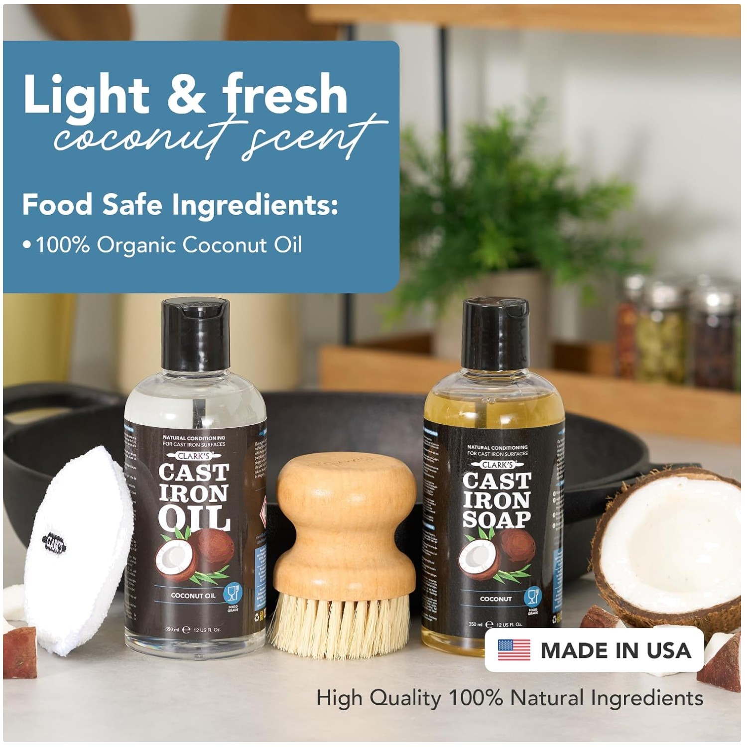 Complete Cast Iron Cleaning Kit with Seasoning Oil