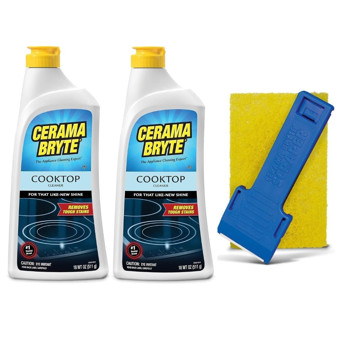 Cooktop Cleaner 18 oz 2-Pack with Scraper Pad – Streak-Free, Heavy-Duty Formula