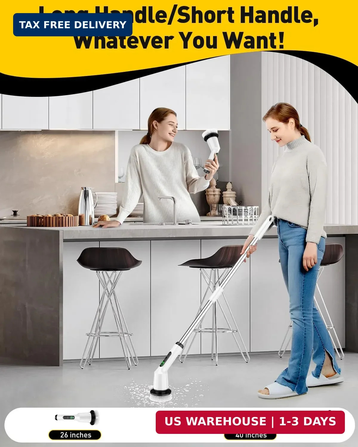 Electric Spin Scrubber for Cleaning Bathroom, Shower Scrubber Cordless Cleaning