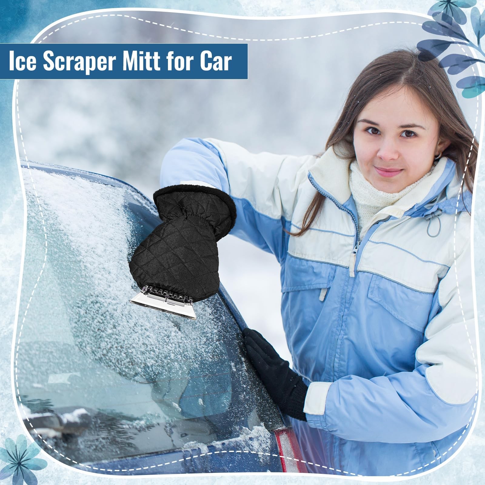 Ice Scraper with Glove Waterproof, Windproof, No Scratch Car Snow Removal