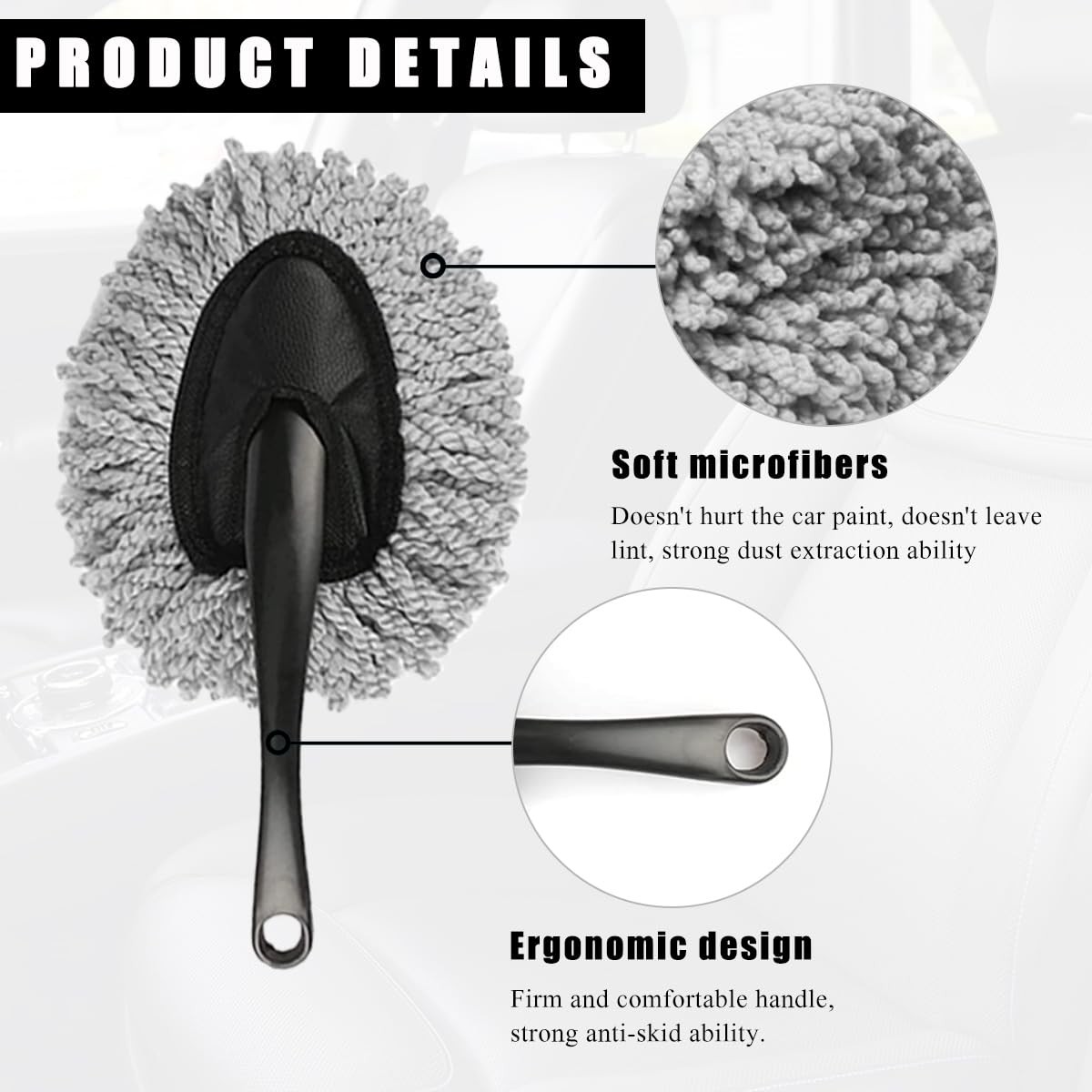 Car Dash Duster Brush Soft Microfiber MultiFunctional Scratch Free Vehicle Home