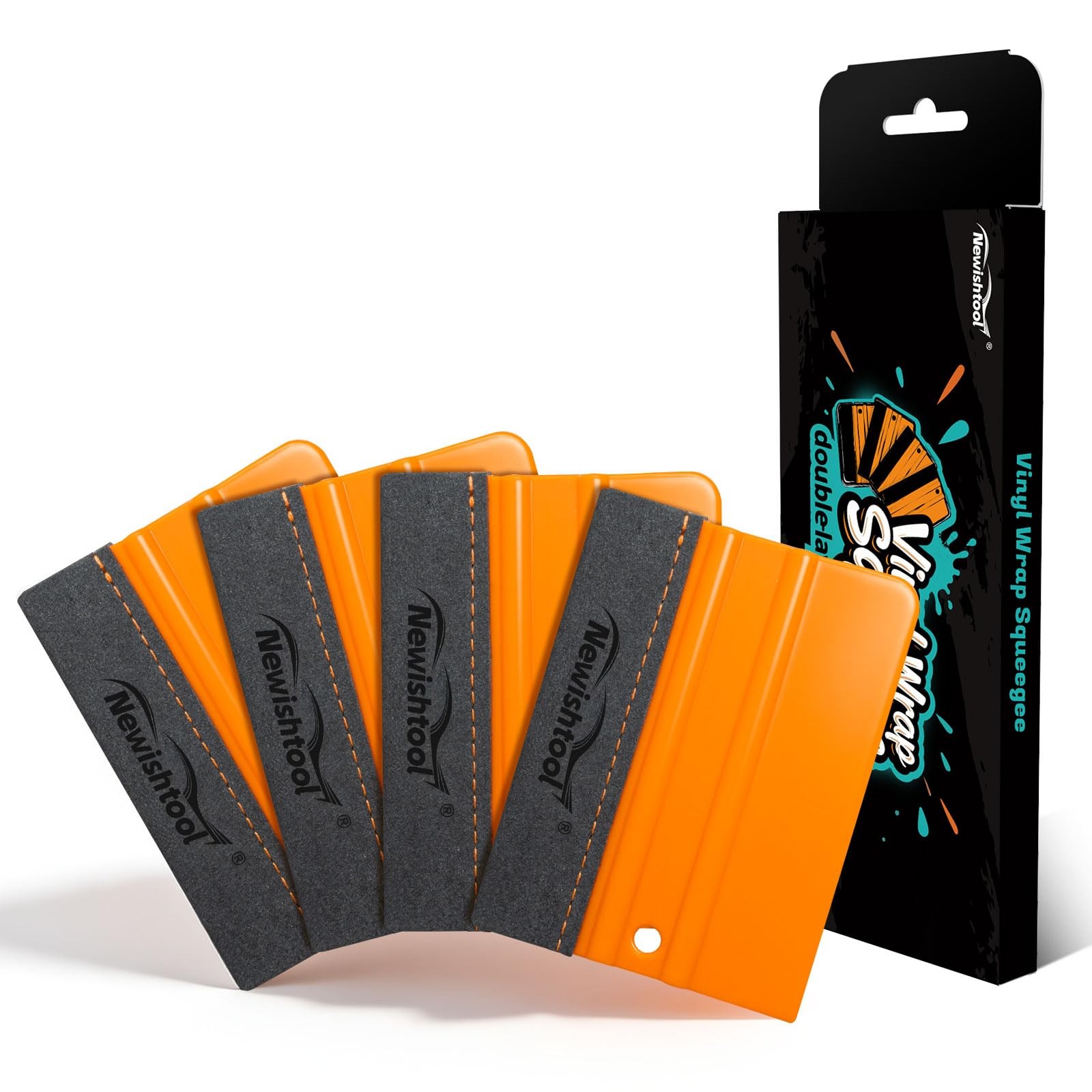 Stitched Buffer Felt Vinyl Wrap Squeegee, 4-Pack Squeegee for Vinyl with Doub…