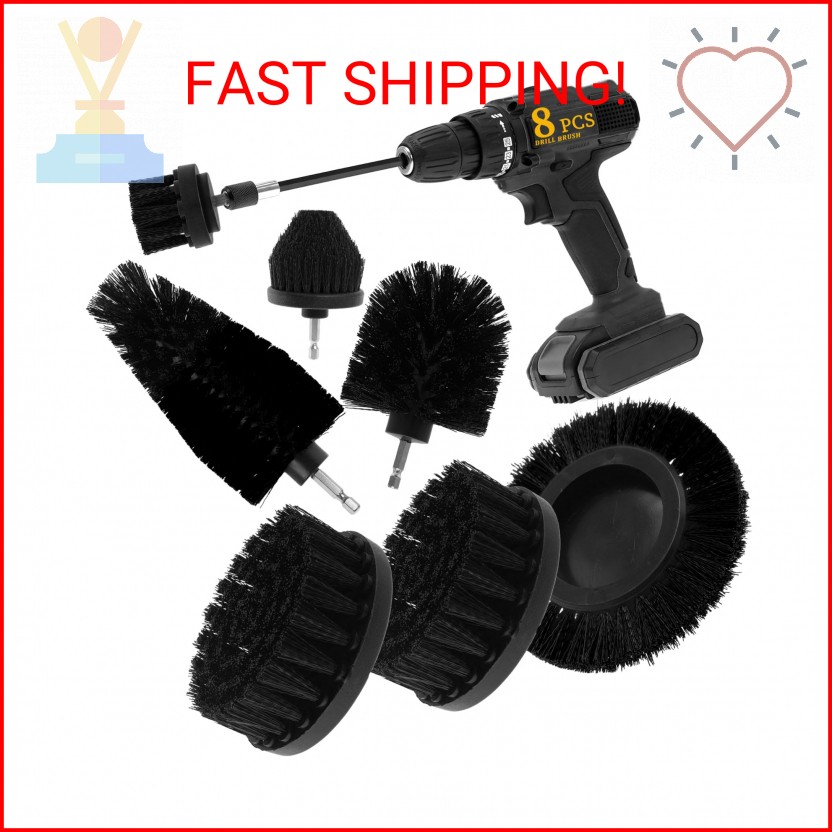 ETOUPA 8 Pcs Drill Brush Attachment Set, Power Cleaning Scrub Brush Kit with Ext