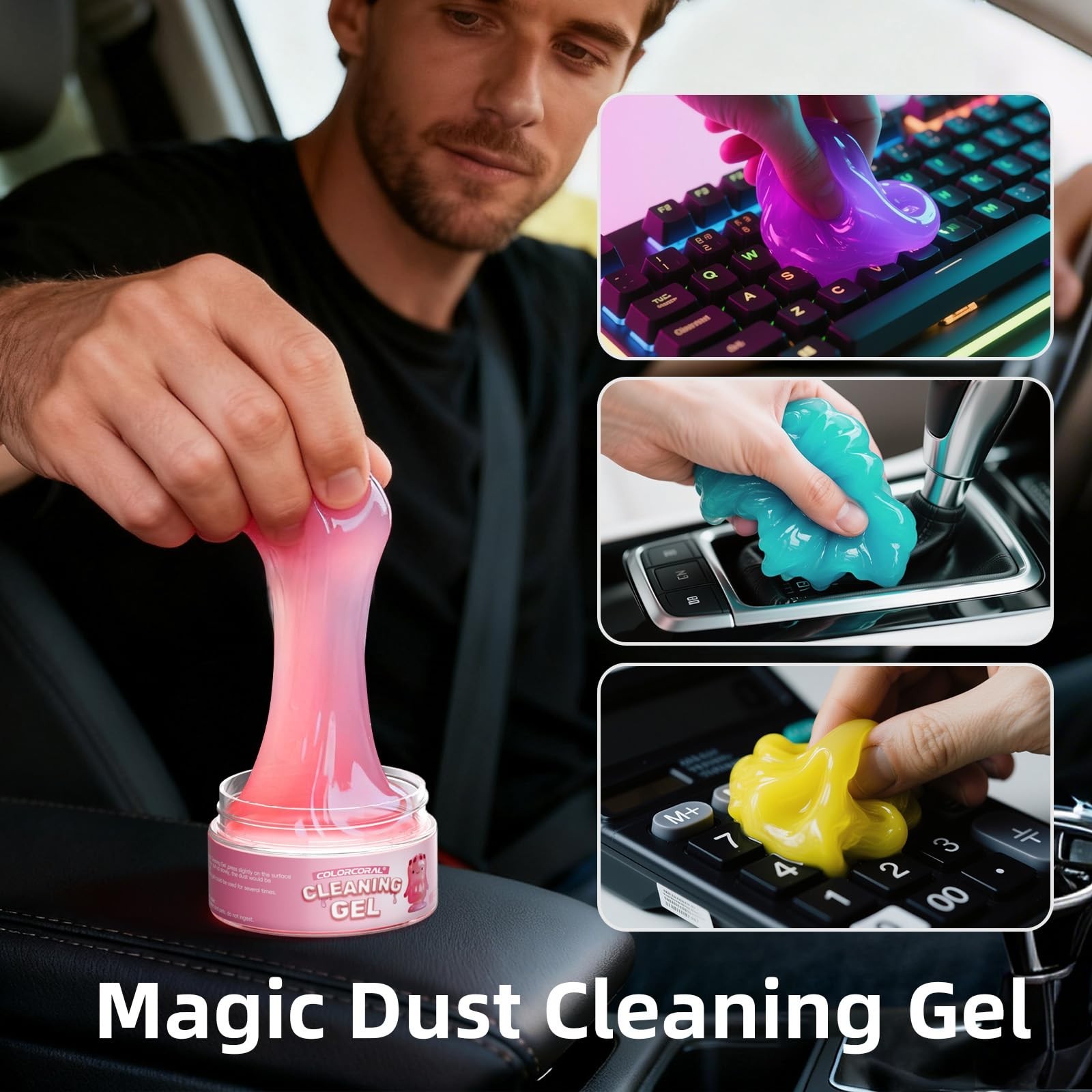 Reusable Car Cleaning Gel Putty 4-Pack – Universal Interior Cleaner Slime, Dust