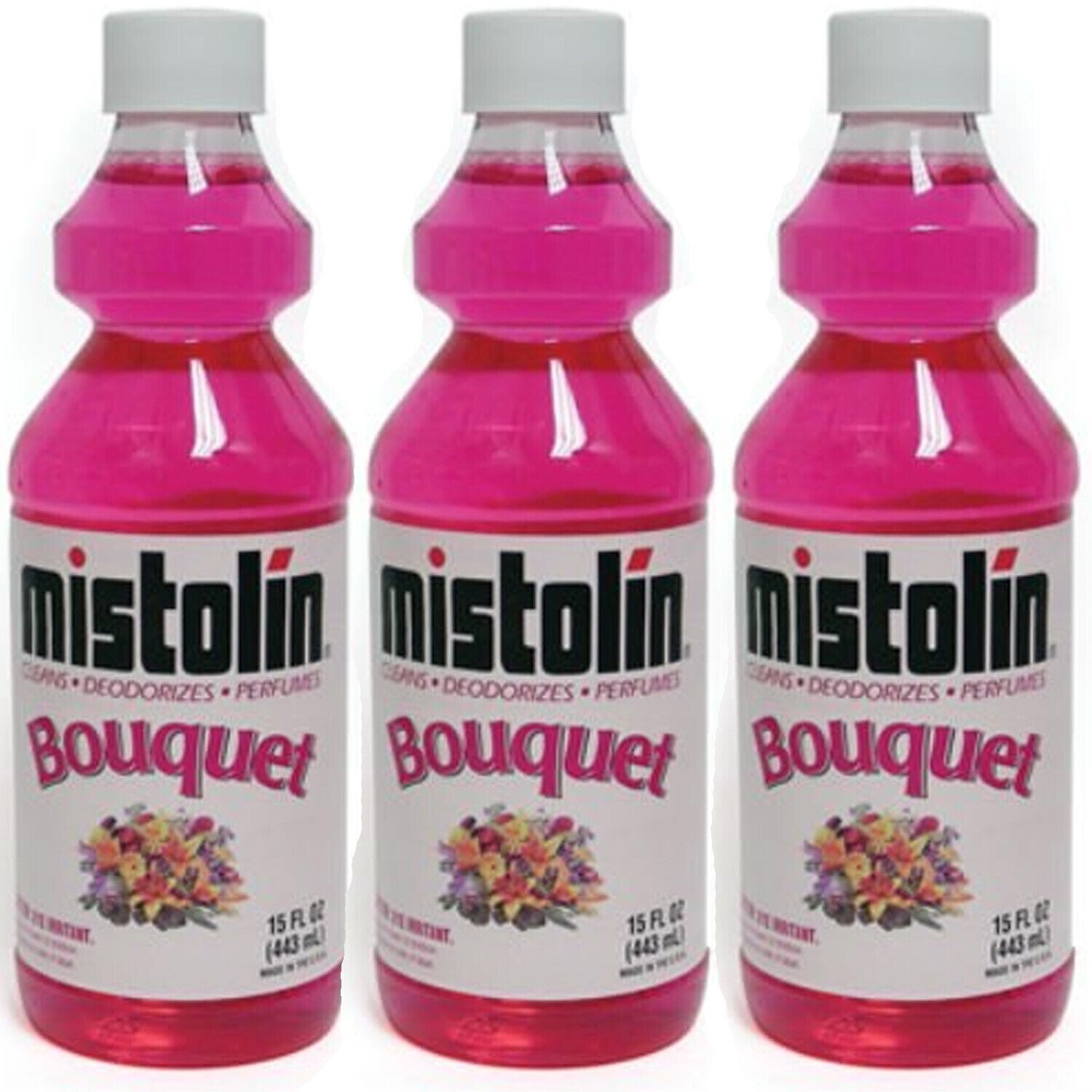 Mistolin 3 Pack General All Purpose Cleaning Solution Kit Bouquet Scent 15 fl oz