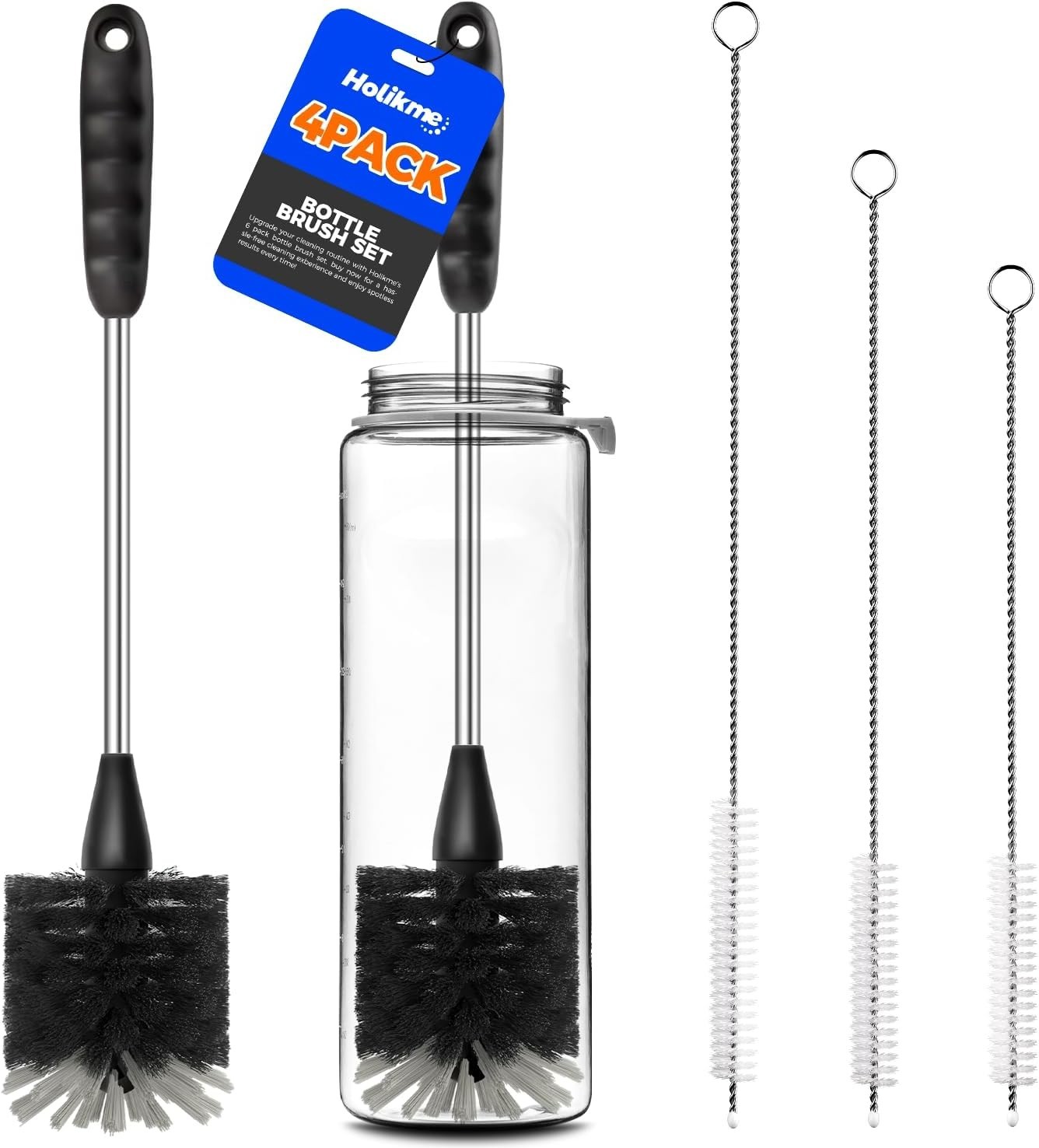 Bottle Brush Cleaner Set, 14″ Long Handle Stainless Steel Bottle Cleaner Brush,