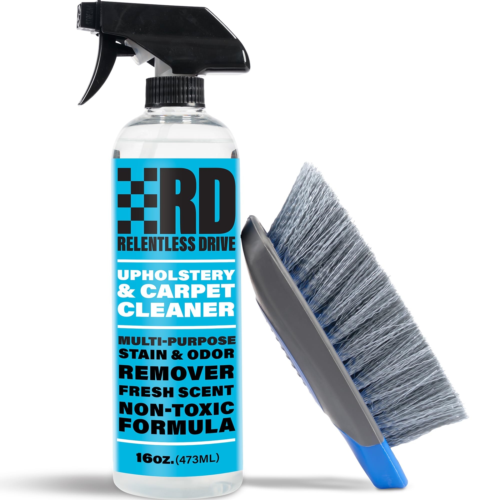 Car Upholstery & Carpet Cleaner Kit Fabric Seat Detailing Set with Brush 16oz