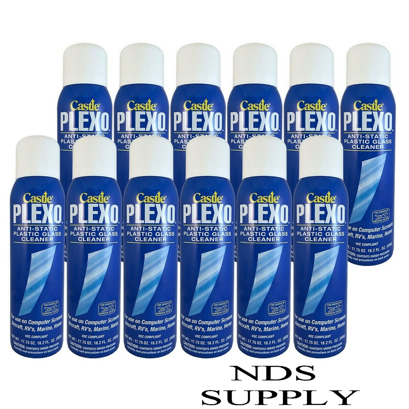 Castle PLEXO Glass Cleaner NEW SEALED 12-Pack (Case) by NDS Supply 18oz ea. Can