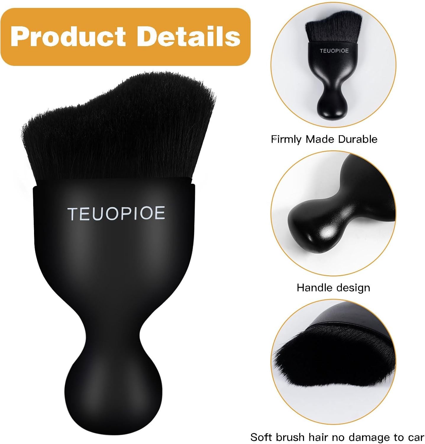 Car Interior Cleaning Brush, Interior Duster, Detailing Brush, Du Color: black