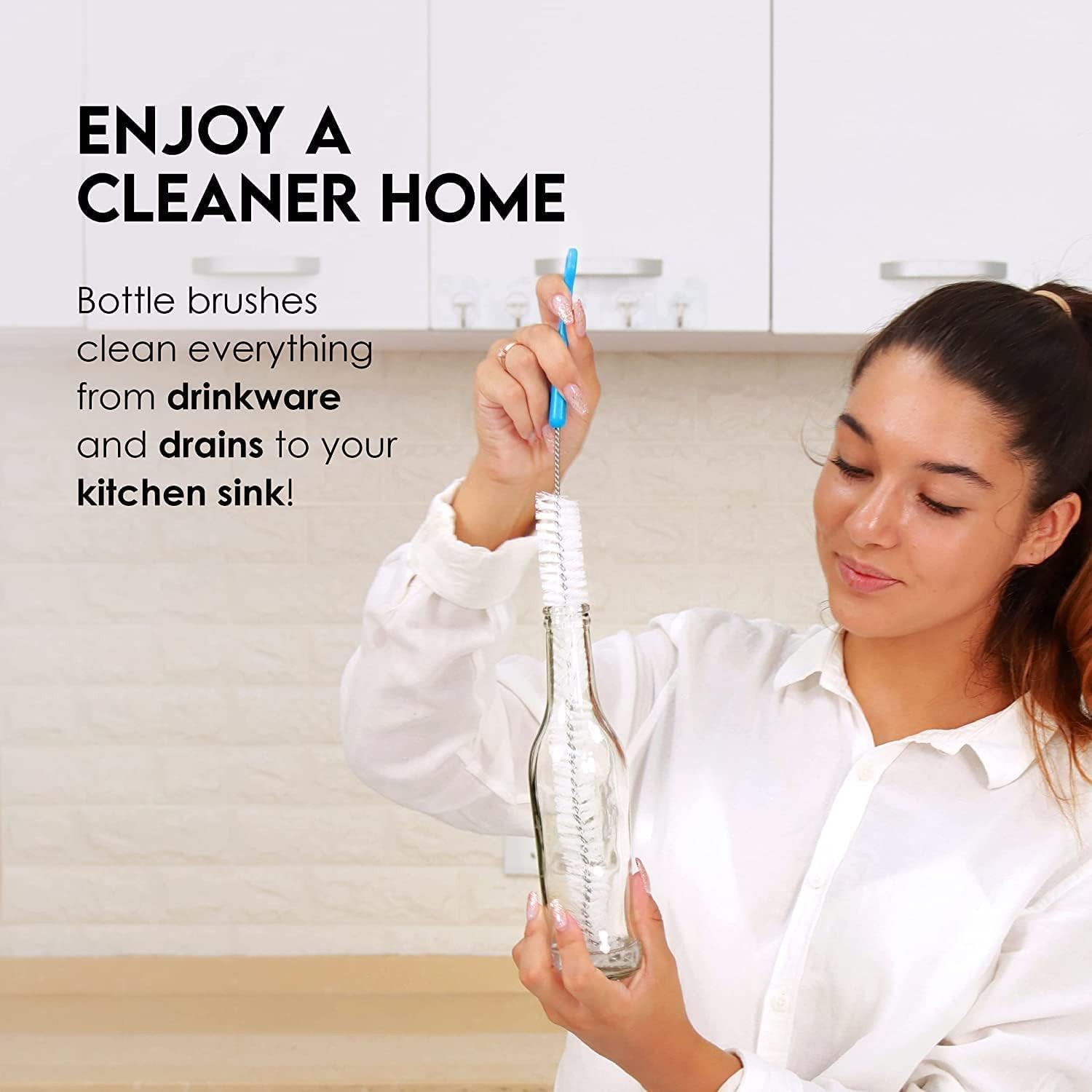 5pc Bottle Brush Cleaner Long Water Bottle Straw Cleaning Brush Wire Scrub Set
