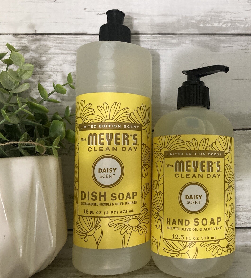 Mrs Meyers Daisy Scent Dish Soap & Hand Soap 2pc Kitchen Set