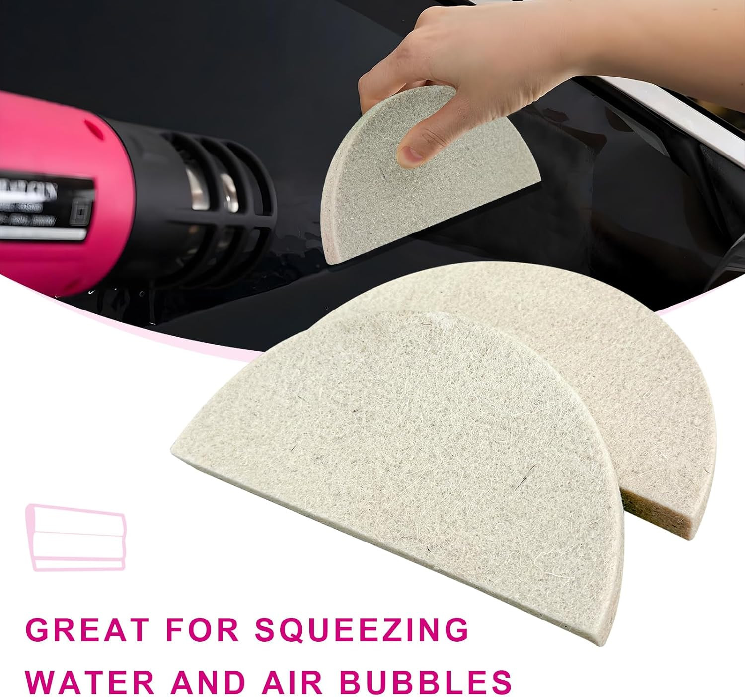 2PCS Wool Felt Squeegee Window Tint Tools, Soft Scratch Free Woolen Squeegee for