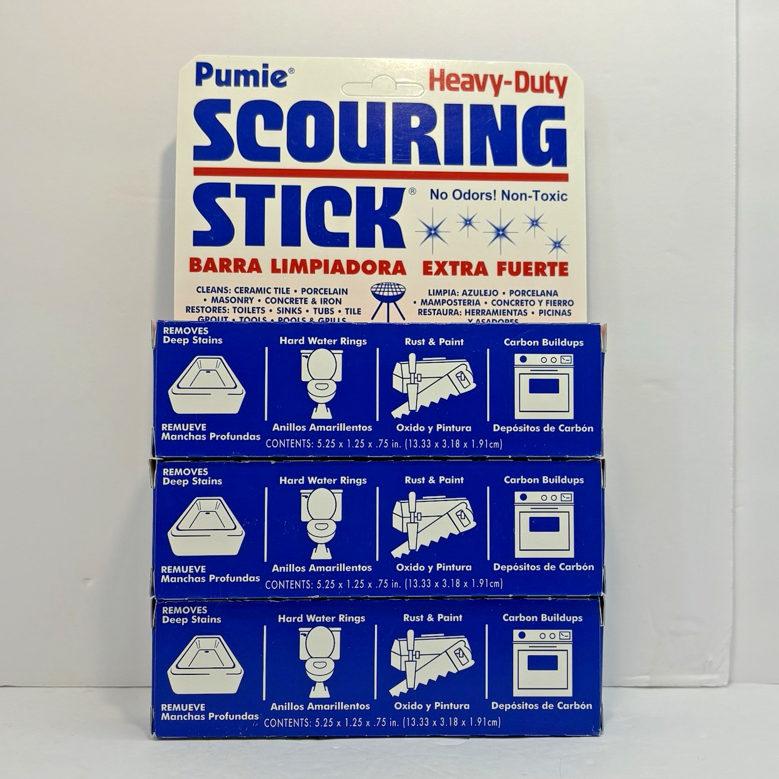 Scouring Stick Pumie Heavy Duty No Odors , Non-Toxic -5 1/4″ x 1 1/4″ Lot of 3