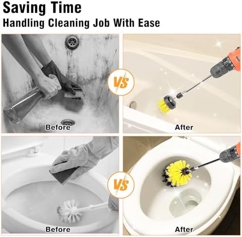 8 Pcs Drill Brush Attachment Set, Power Cleaning Scrub Brush Kit with Extend Lon