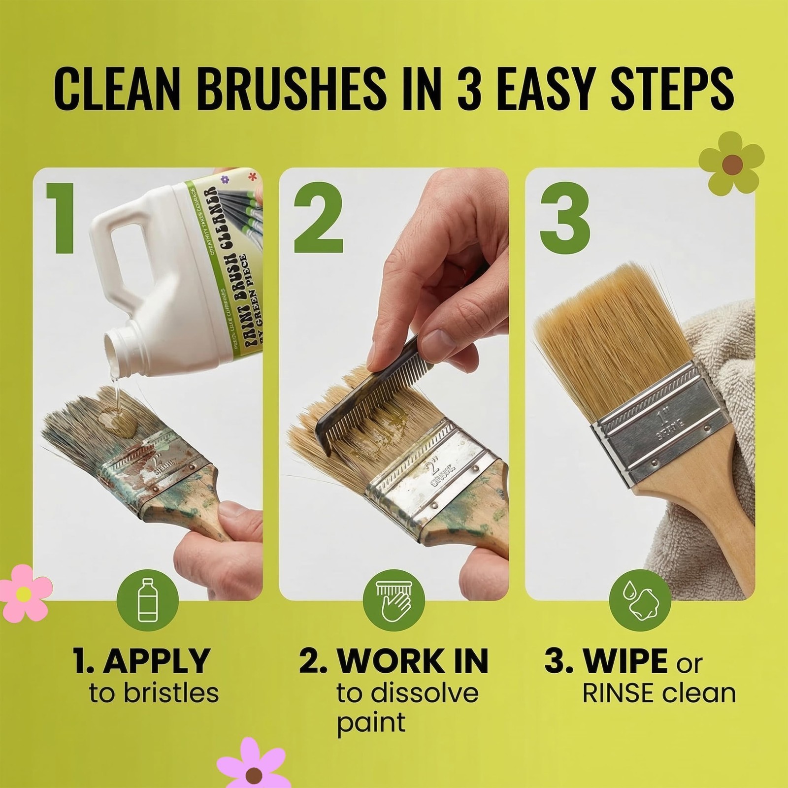 Natural Paint Brush Cleaner & Restorer – Non-Toxic, 18 Oz – Cleans Acrylic, Late