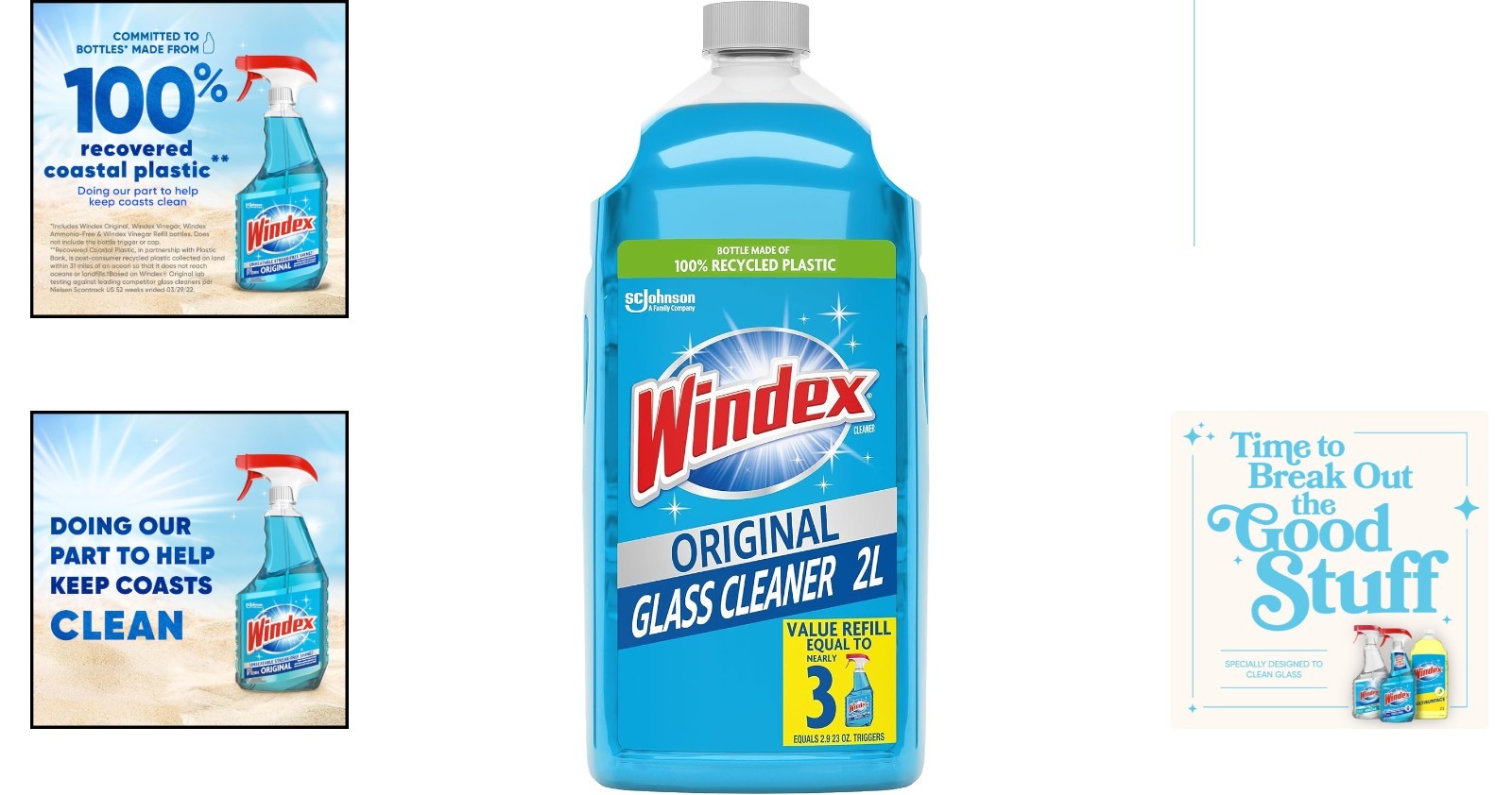 Eco-Friendly 2L Glass & Window Cleaner – Streak-Free Shine, Scent