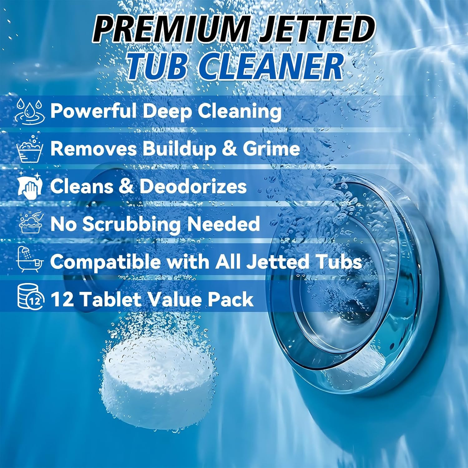 Jetted Tub Cleaner Bathtub Tabs, Bathtub Cleaner for Whirlpool, Spa Tubs & Hot T