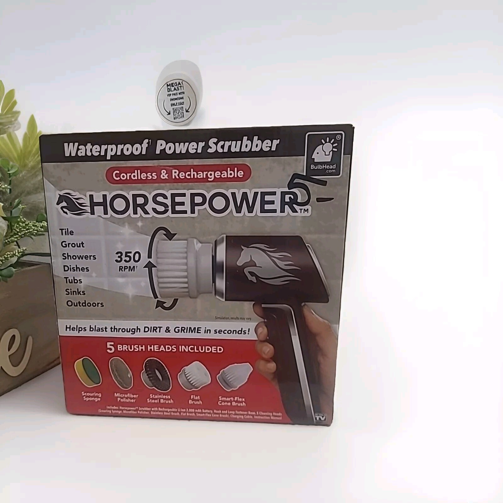 Ruby Horsepower Handheld Cordless Rechargeable Spinning Power Scrubber
