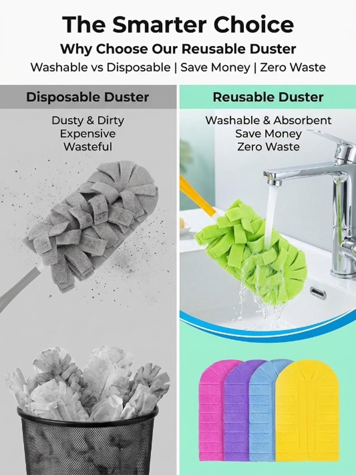 Chenille Duster Reusable Washable Microfiber Dust Fleece Damp Duster Pads Ref…